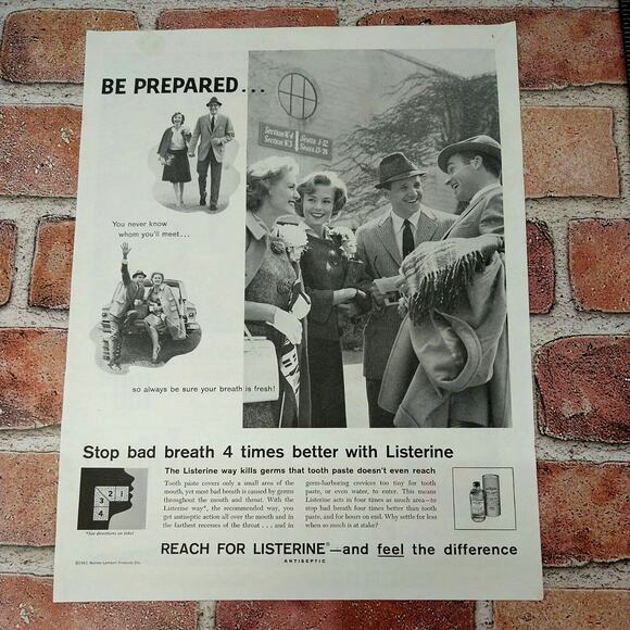 Listerine "Be Prepared Never‎ Know Who You'll Meet" - Vtg 1961 B&W PRINT AD - Picture 1 of 10